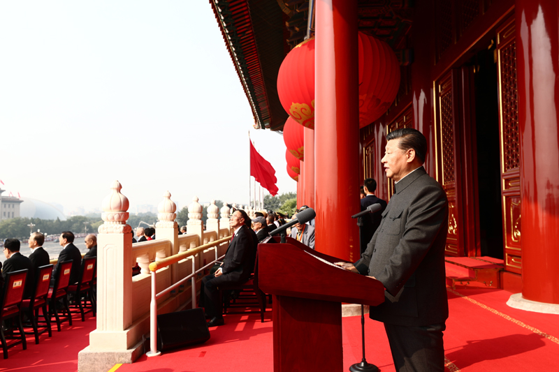 10月1日上午，慶祝中華人民共和國成立70周年大會在北京天安門廣場隆重舉行。中共中央總書記、國家主席、中央軍委主席習近平發表重要講話。
